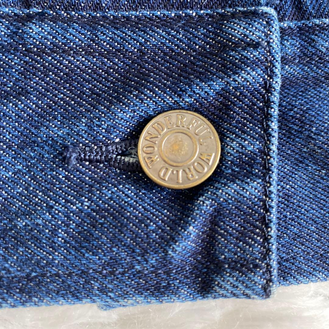 美品☆ワンダフルワールド くま刺繍ワッペン デニムジャケット カネコイサオ