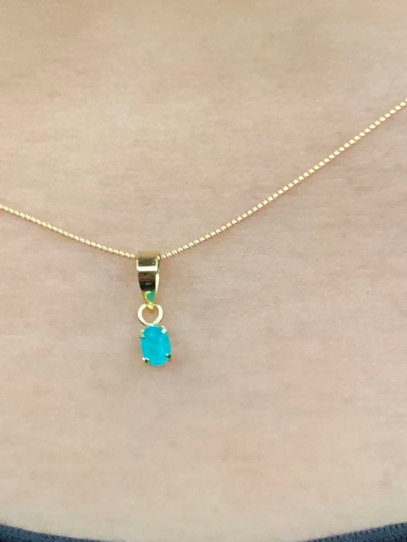 天然パライバトルマリン　0.12ct ブラジル産　K18YGペンダントヘッド