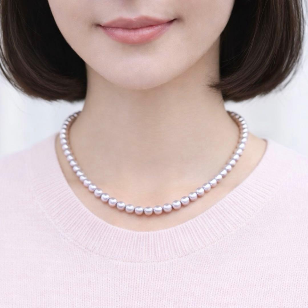 極上の照り✨銀座ジュエリーマキ　あこや本真珠 7mm珠 シルバーパールネックレス