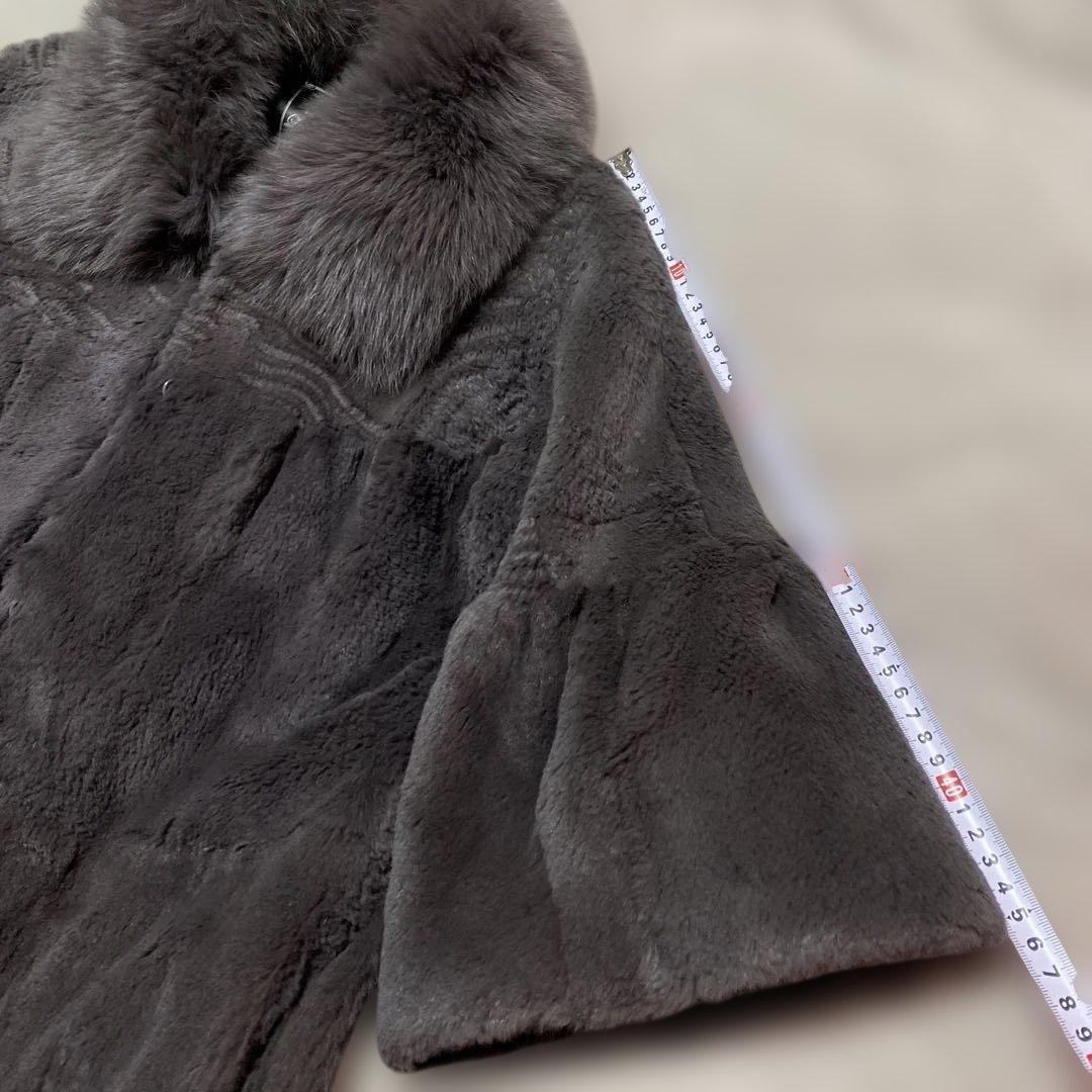 グレー リアルファーコート ボリューム袖