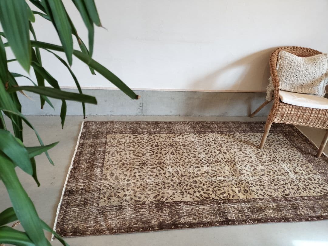 【napさま専用】ベージュとココアブラウン　フラワーラグNo.720