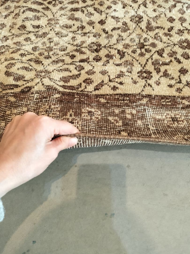 【napさま専用】ベージュとココアブラウン　フラワーラグNo.720