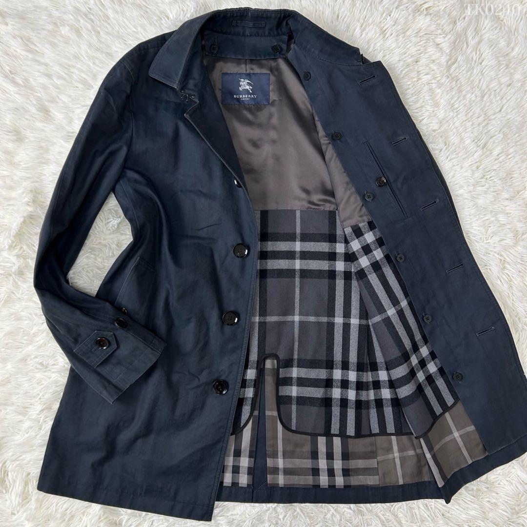 【美品/L】バーバリーロンドン ステンカラーコート アウター ウールライナー付