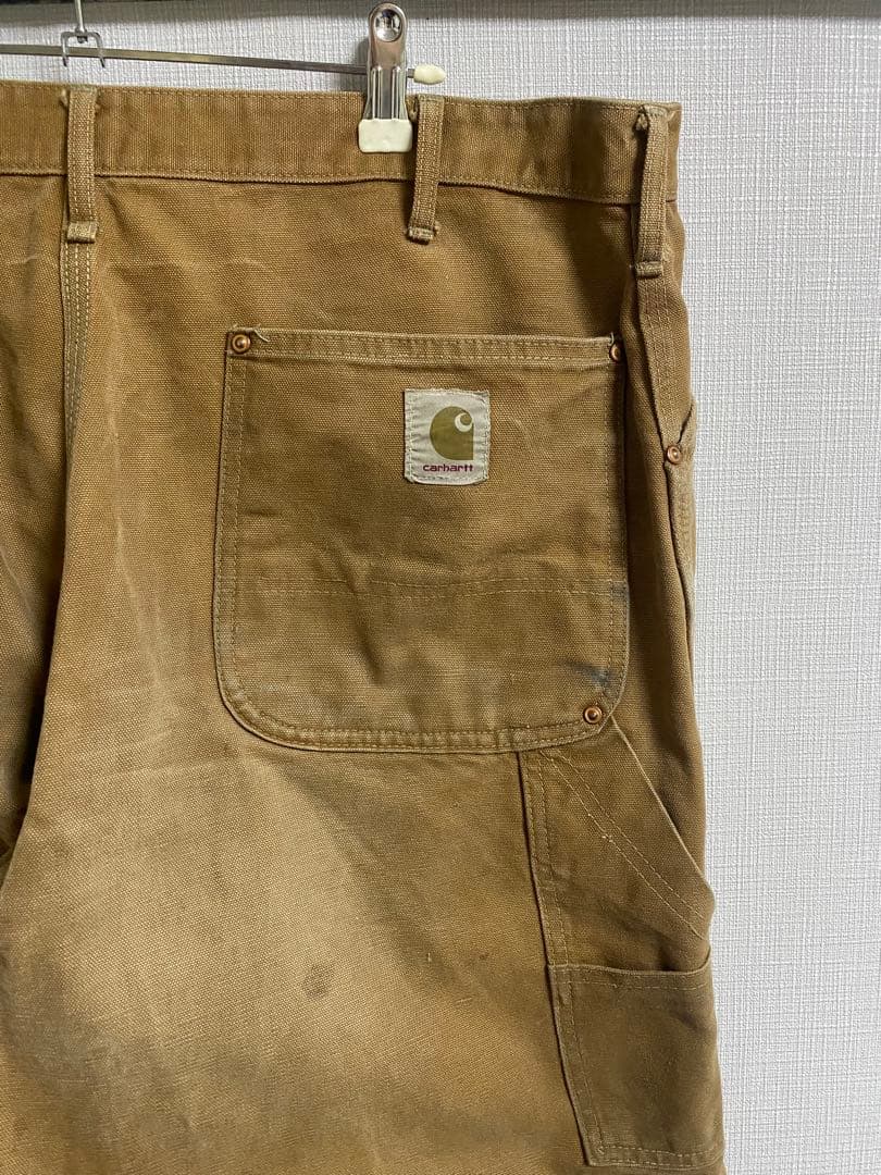 60s Carhartt デカCロゴ ダブルニー ブラウンダック W38xL30