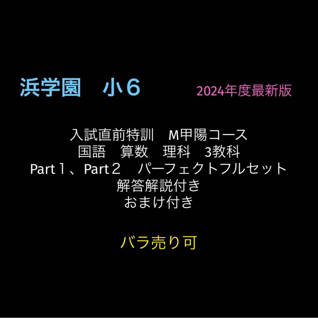 浜学園　小6　入試直前特訓　M甲陽コース　Part1・2　国算理　解答解説付き