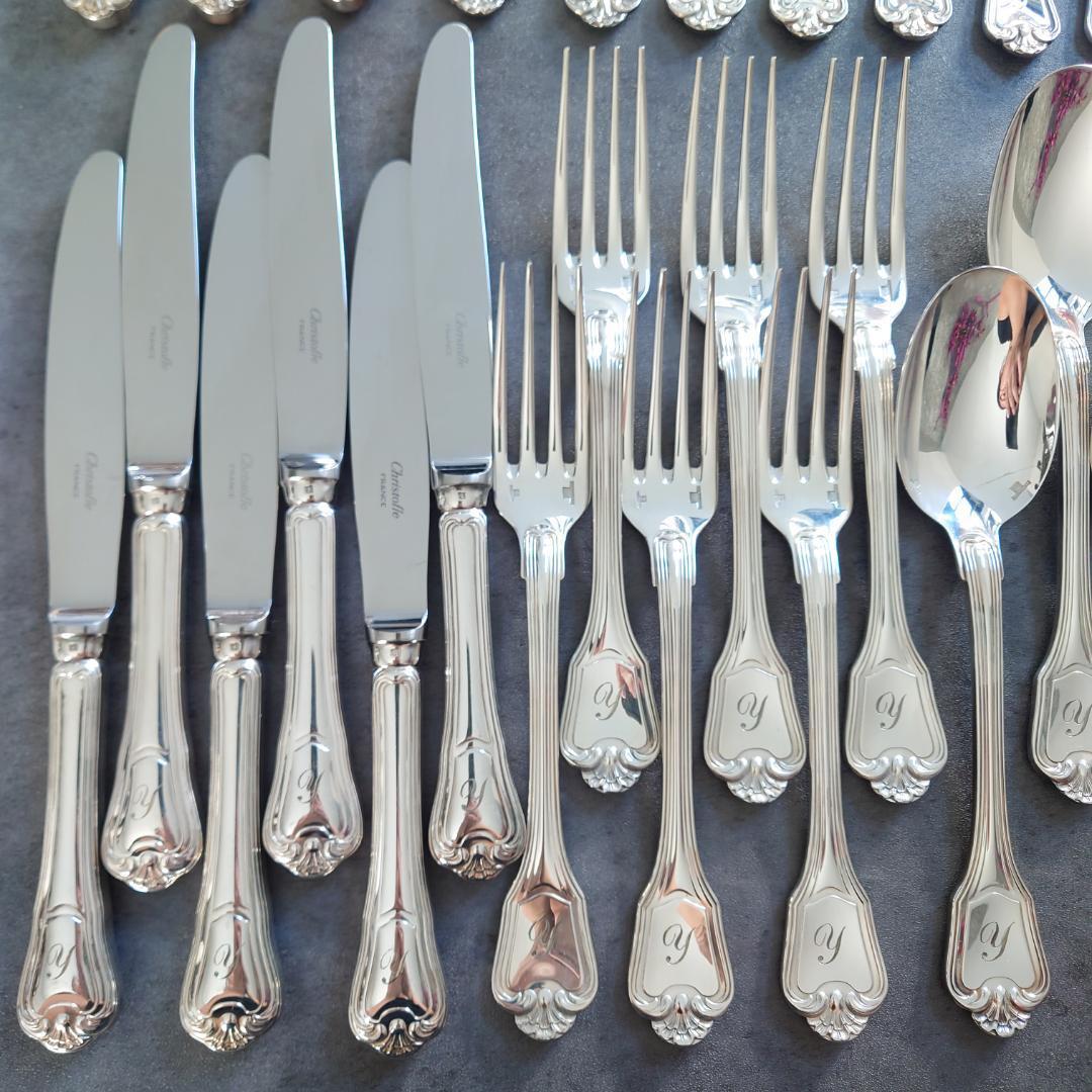 クリストフル ポートロイヤル54点ローマ字入り+ブールカトラリーレスト6点