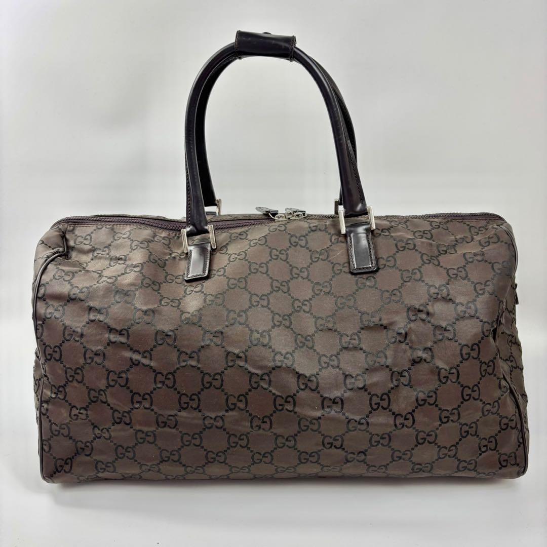 専用GUCCI グッチ　GG柄　ナイロン　ボストンバッグ　ブラウン　レザー　茶
