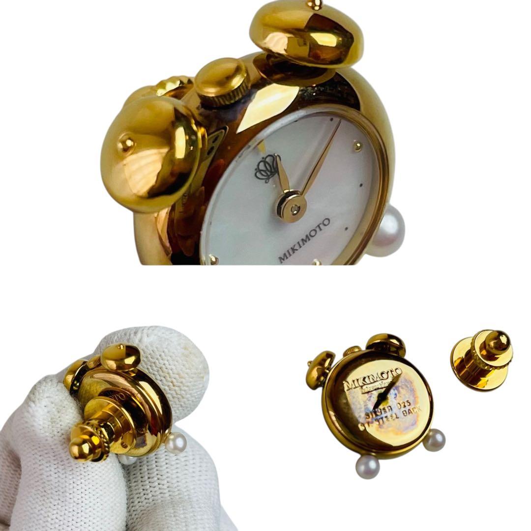 希少 MIKIMOTO ミキモト ピンブローチ 目覚まし時計型 パール