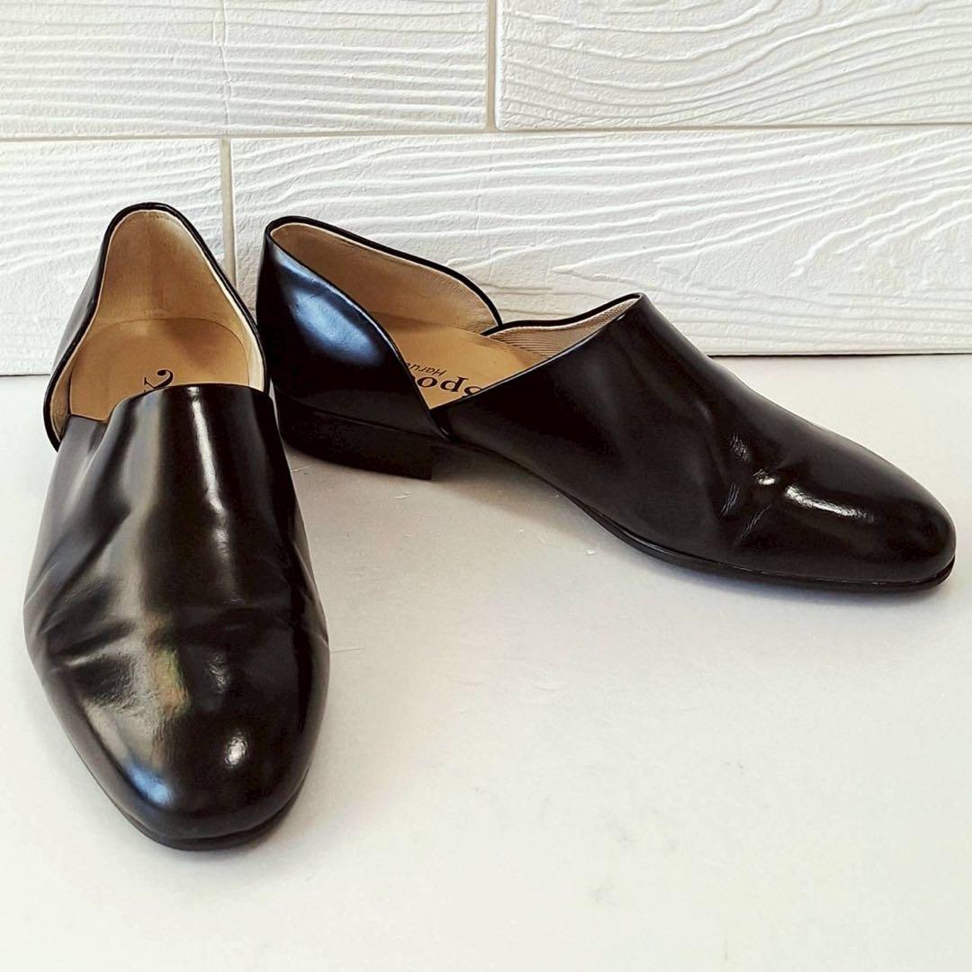 B2080【美品】ハルタ spock レザーローファー 25.5 EE 黒