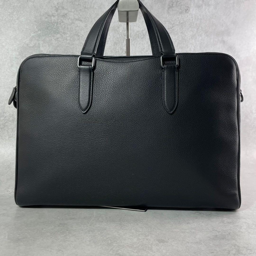【美品】コーチ グラハム ビジネスバッグ 2way シボ革 A4収納可 ブラック