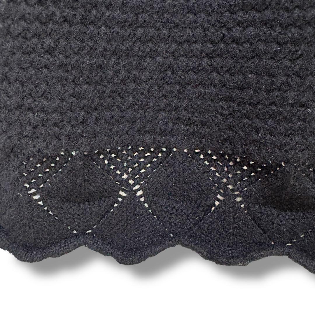 CHANEL シャネル カシミヤ 半袖 膝丈 リブニット ワンピース ブラック黒
