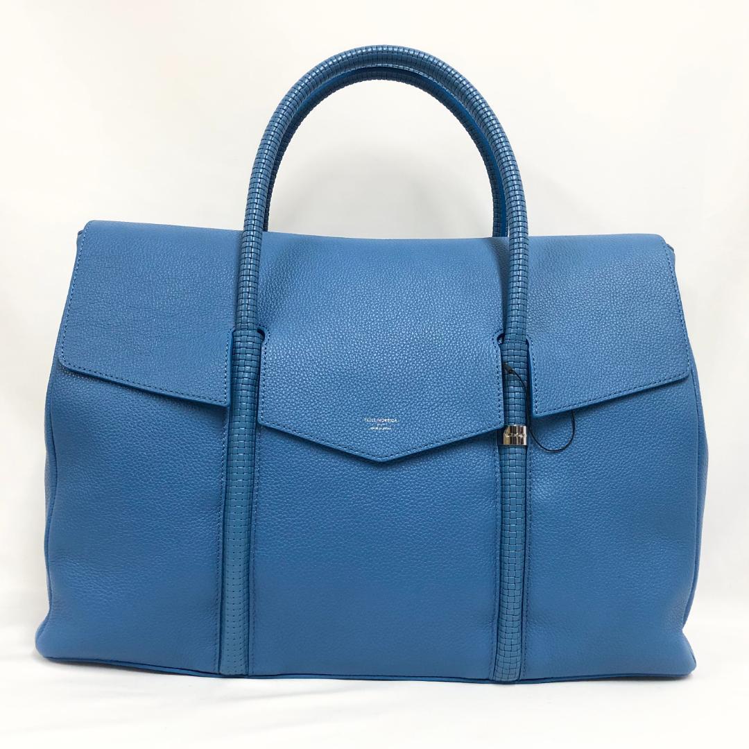 ○★新品未使用　PELLE MORBIDA　フラップボストンバッグ　サックス