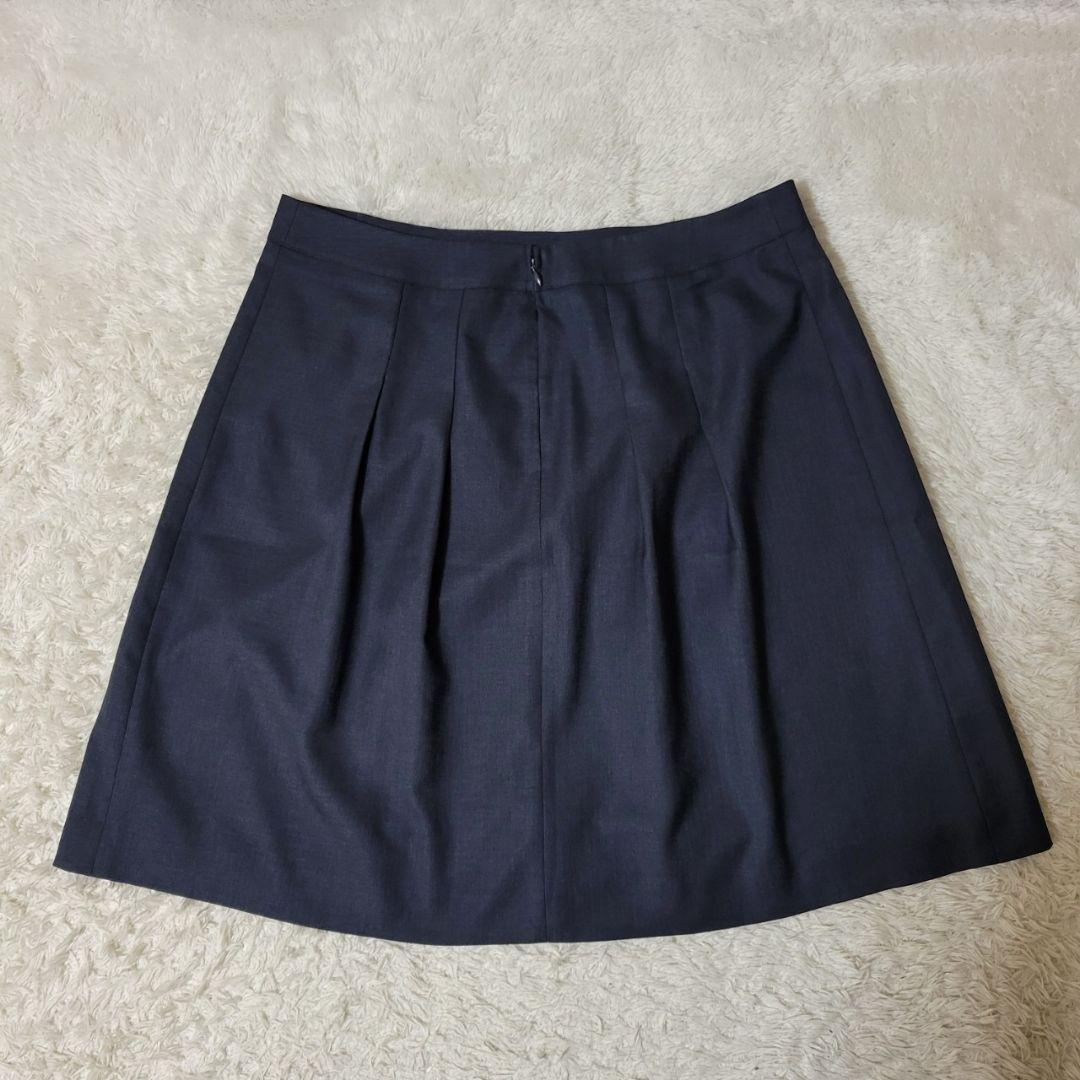 美品✨　23区　スカートセットアップ　ノーカラー　ウォッシャブル　紺　XL　42