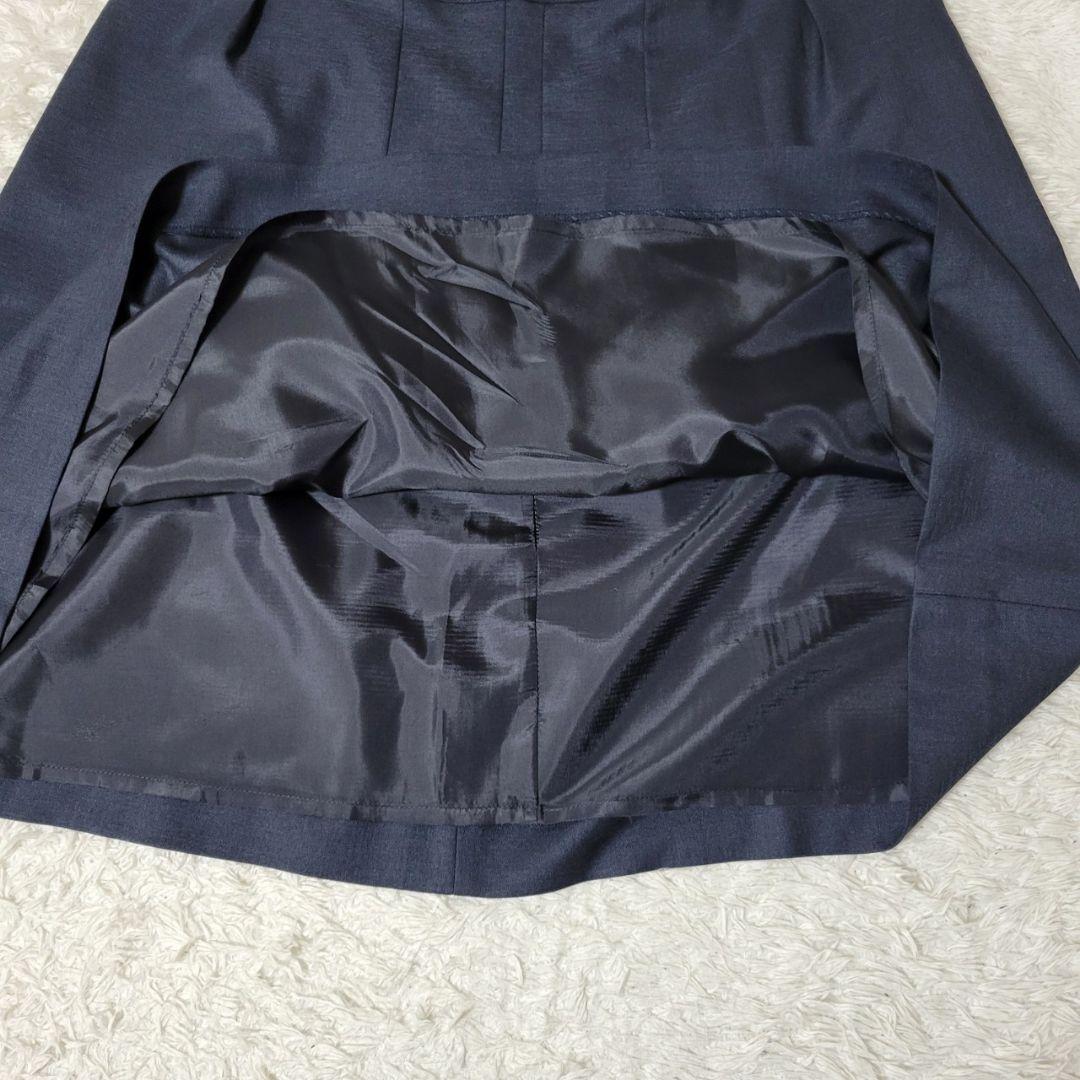 美品✨　23区　スカートセットアップ　ノーカラー　ウォッシャブル　紺　XL　42