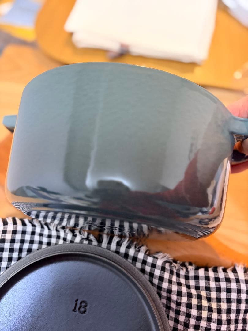 【美品】LE CREUSET　ココット ロンド カリビアンブルー　18cm