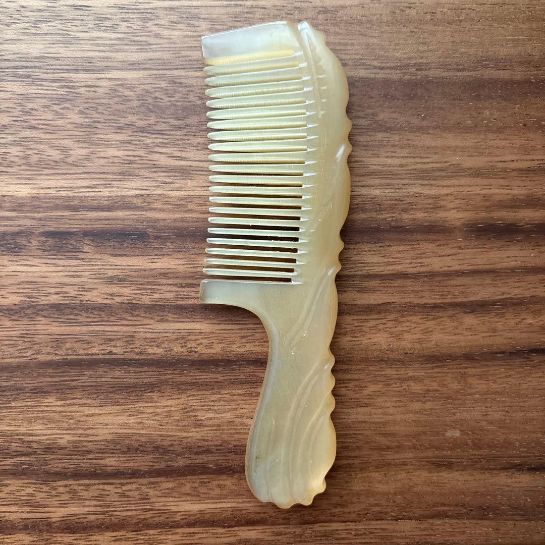 シープホーンコーム　ポケットタイプ　ハンドル付き　ハンドメイドコーム