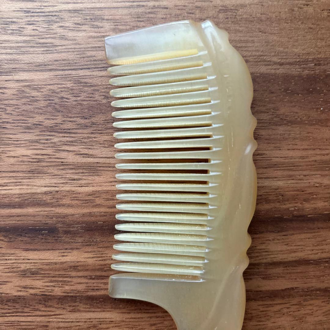 シープホーンコーム　ポケットタイプ　ハンドル付き　ハンドメイドコーム