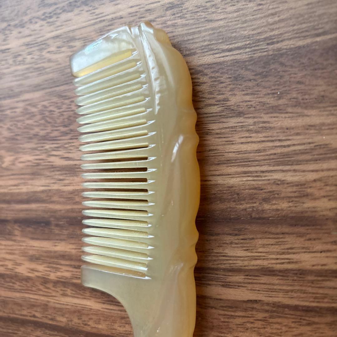 シープホーンコーム　ポケットタイプ　ハンドル付き　ハンドメイドコーム