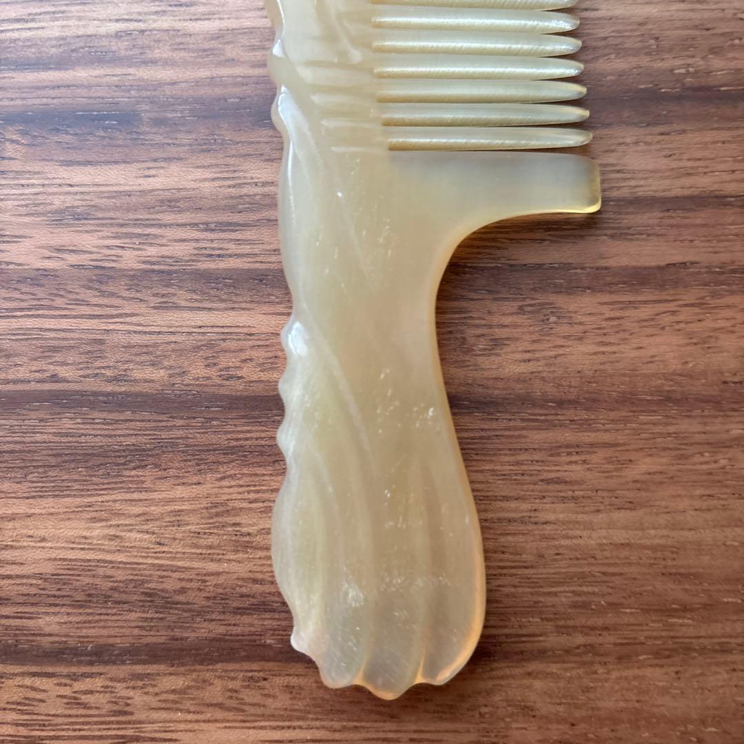 シープホーンコーム　ポケットタイプ　ハンドル付き　ハンドメイドコーム