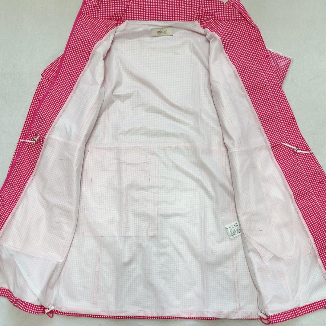 新品　近年　アダバット　2WAY レインワンピース　ピンク チェック　フード