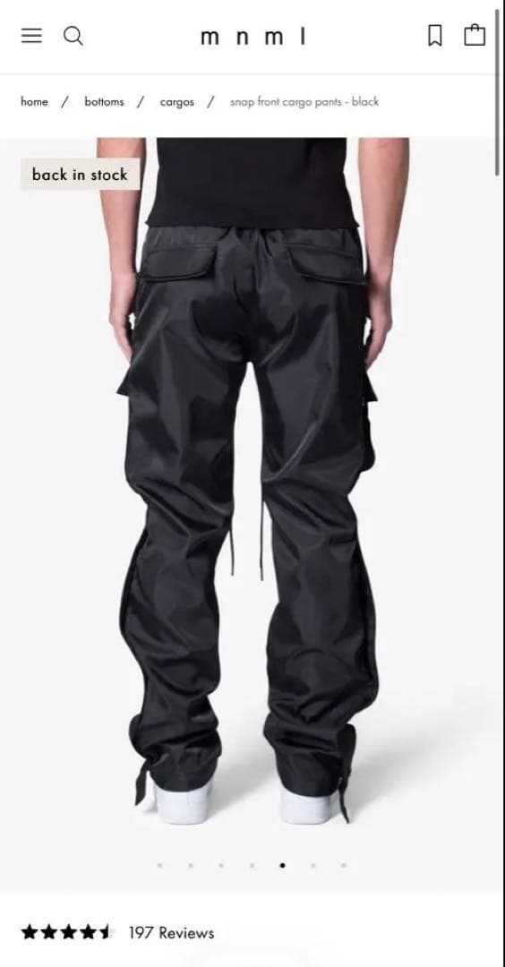 Mnml スナップフロントカーゴパンツ ブラック　31