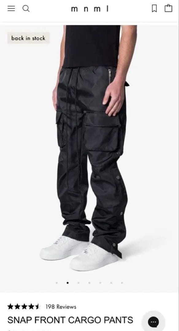 Mnml スナップフロントカーゴパンツ ブラック　31
