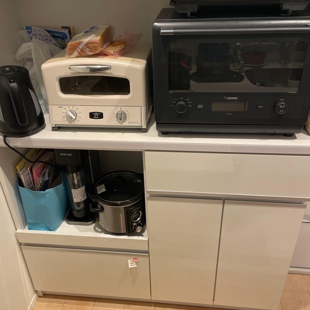 KAGUCOCO ナポリ　食器棚　幅116.3cm 鏡面ホワイト