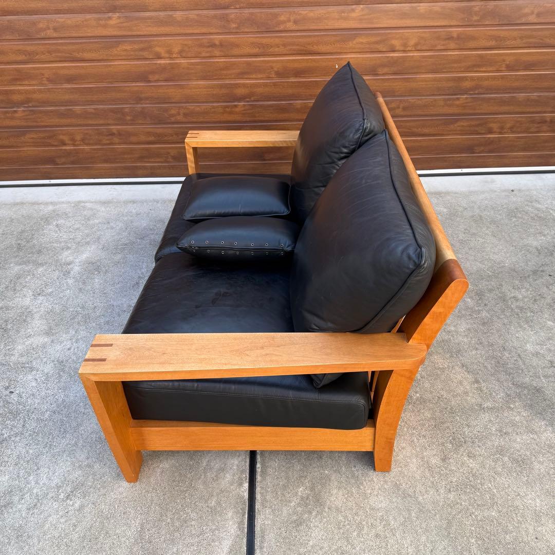 ACTUS BOSCO ソファ 黒レザー ウォールナット 購入価格28万