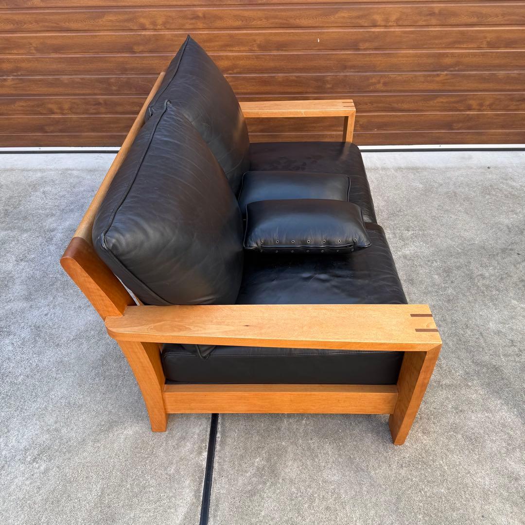 ACTUS BOSCO ソファ 黒レザー ウォールナット 購入価格28万