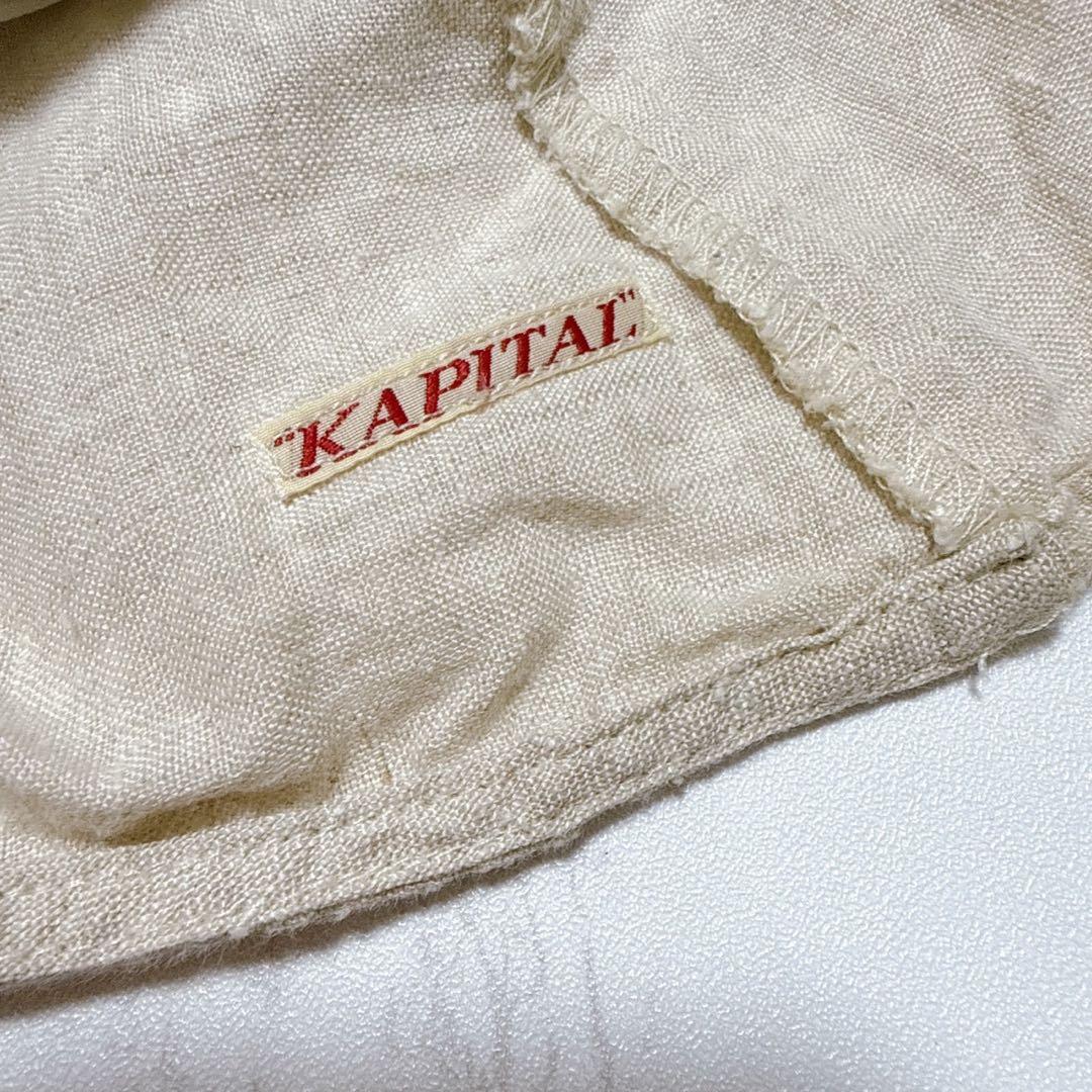 【希少】KAPITAL リネン 100% カシュクールシャツ 刺し子 生成り
