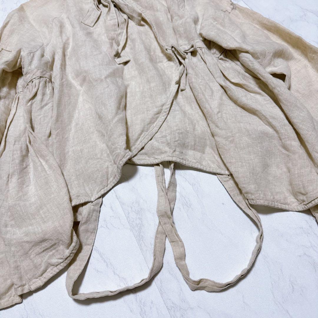 【希少】KAPITAL リネン 100% カシュクールシャツ 刺し子 生成り