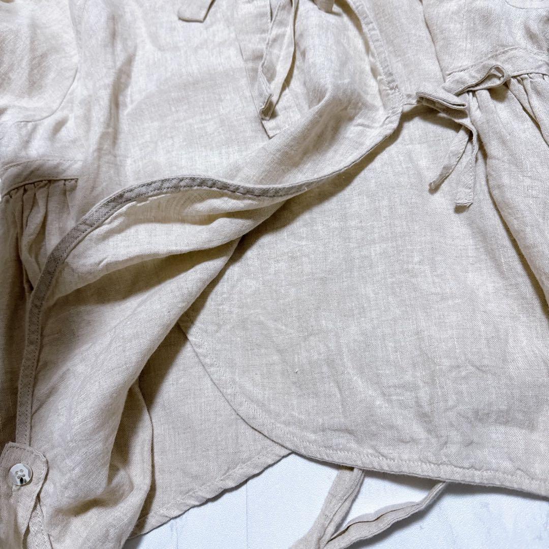 【希少】KAPITAL リネン 100% カシュクールシャツ 刺し子 生成り