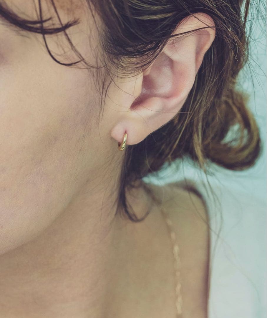 【金箔】　ete エテ K18 YG フープ ピアス　片耳