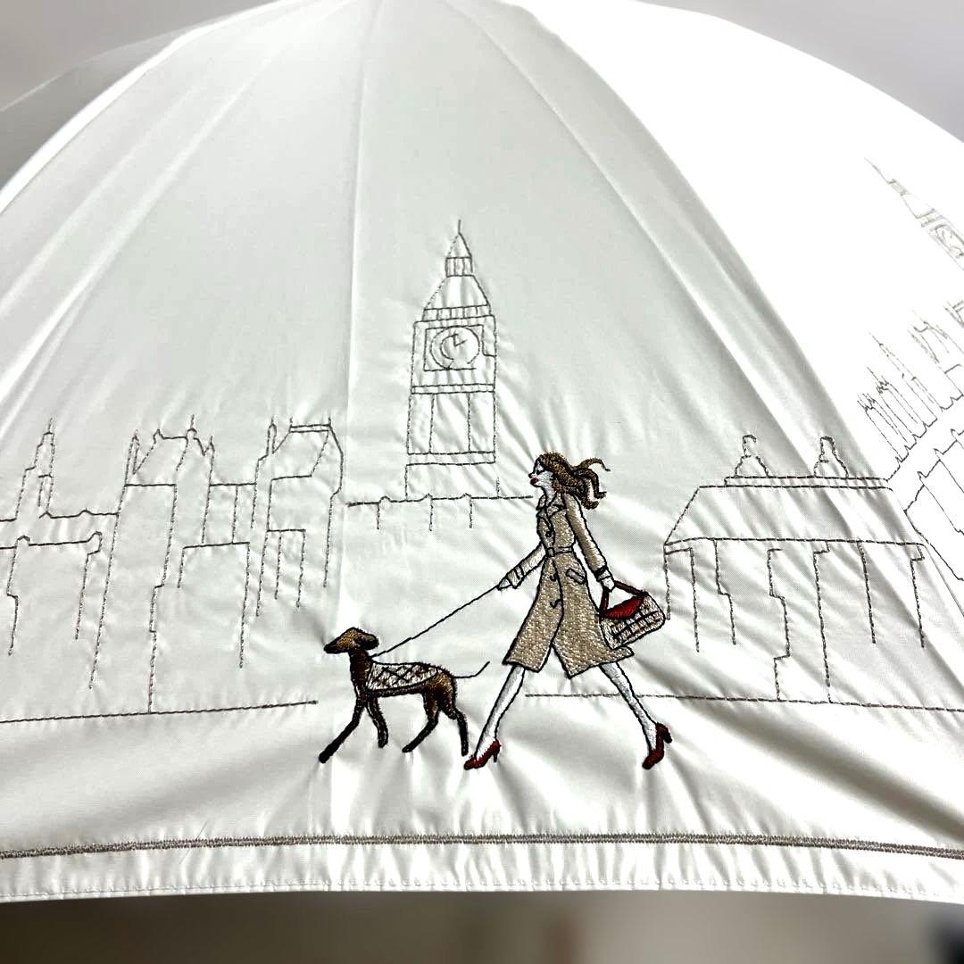 新品アクアスキュータム一級遮光 晴雨兼用 長傘 雨傘 伸縮 軽量 日本製 総刺繍