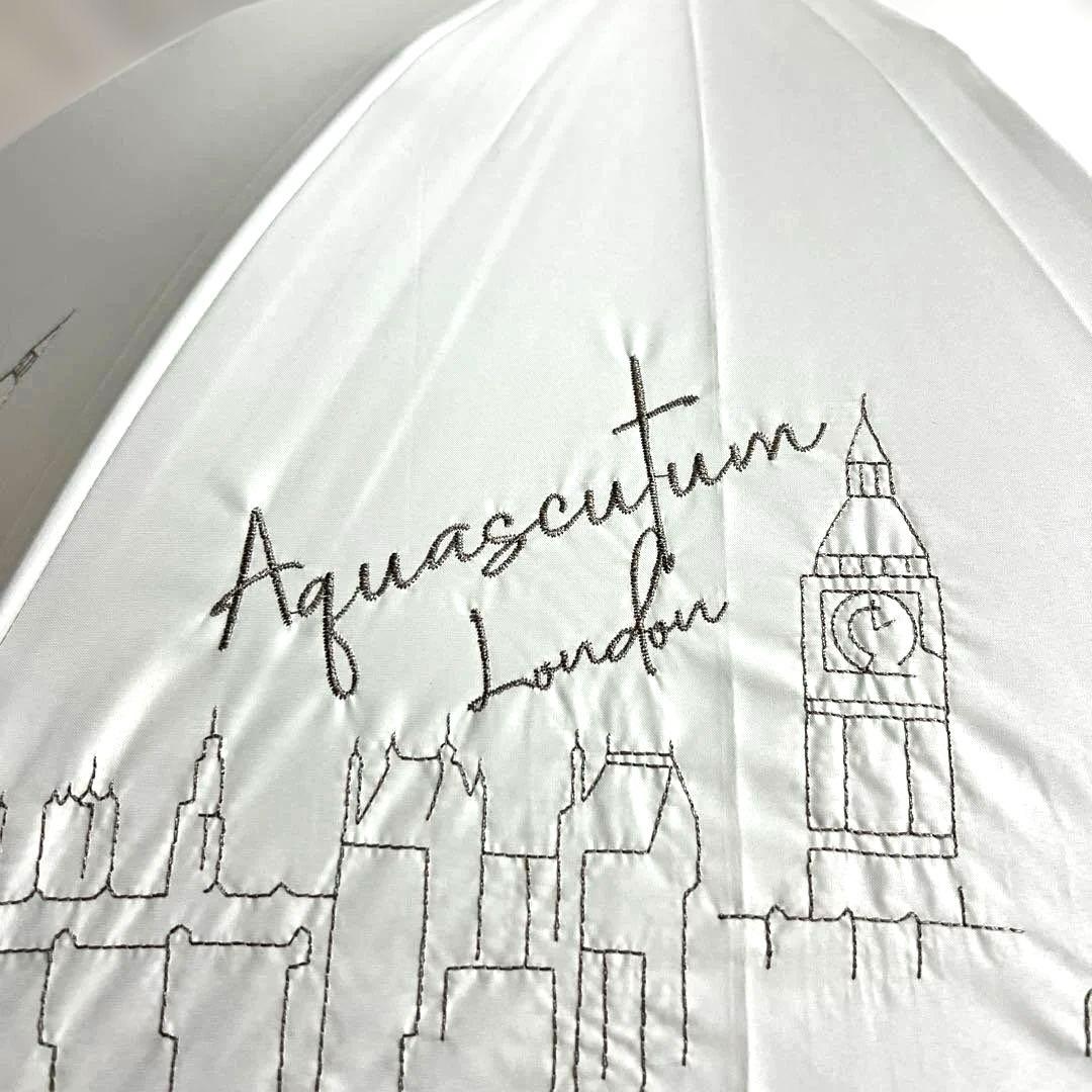 新品アクアスキュータム一級遮光 晴雨兼用 長傘 雨傘 伸縮 軽量 日本製 総刺繍