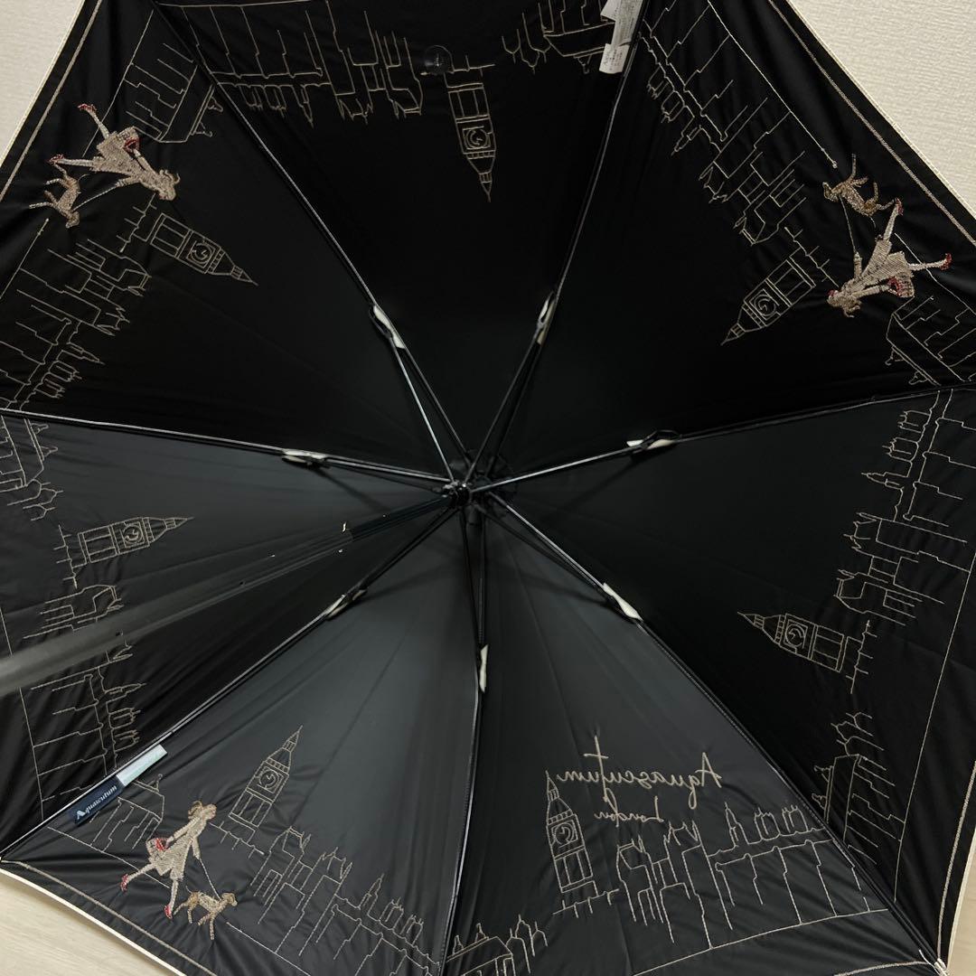 新品アクアスキュータム一級遮光 晴雨兼用 長傘 雨傘 伸縮 軽量 日本製 総刺繍