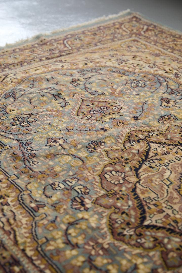 ヴィンテージラグ　トライバルラグ　ラホール産（210×124cm）青　茶　グレー