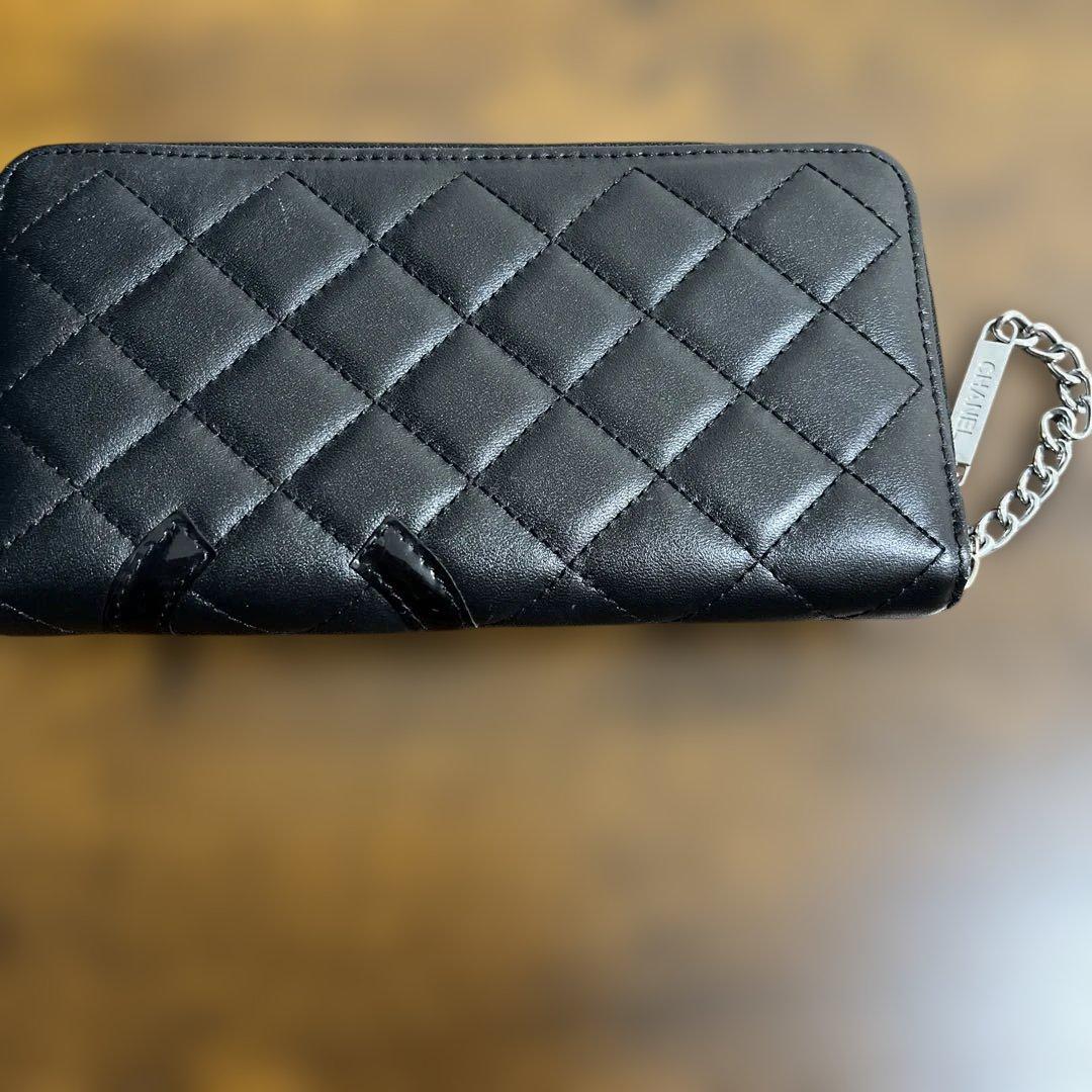 N*E様 ブラックレザー キルティング長財布