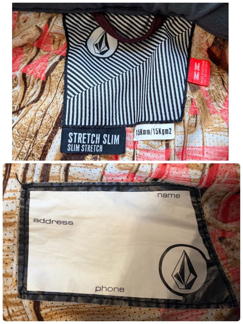 【美品】VOLCOM スノボ・スキーウェア セットアップ ハーフジップ 刺繍 M