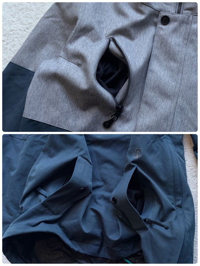 【美品】VOLCOM スノボ・スキーウェア セットアップ ハーフジップ 刺繍 M