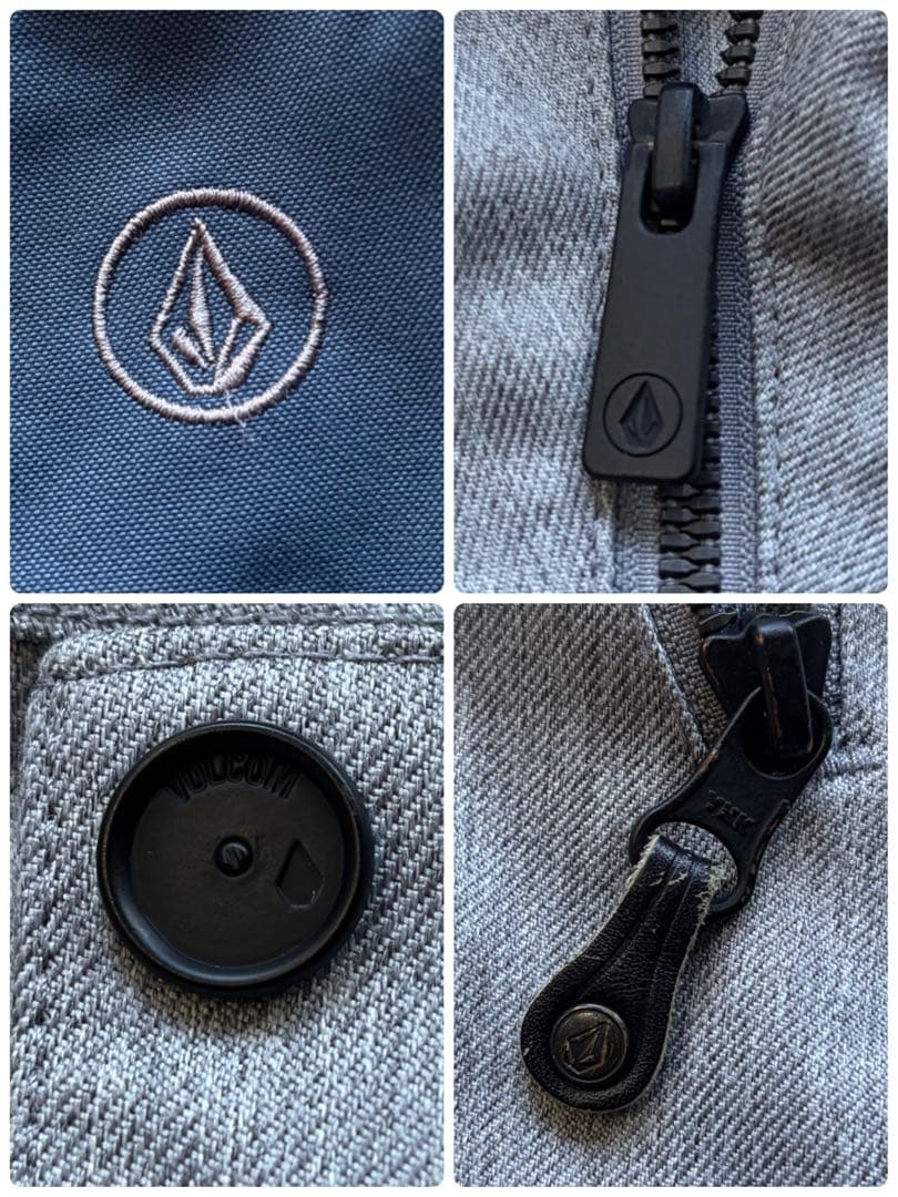 【美品】VOLCOM スノボ・スキーウェア セットアップ ハーフジップ 刺繍 M