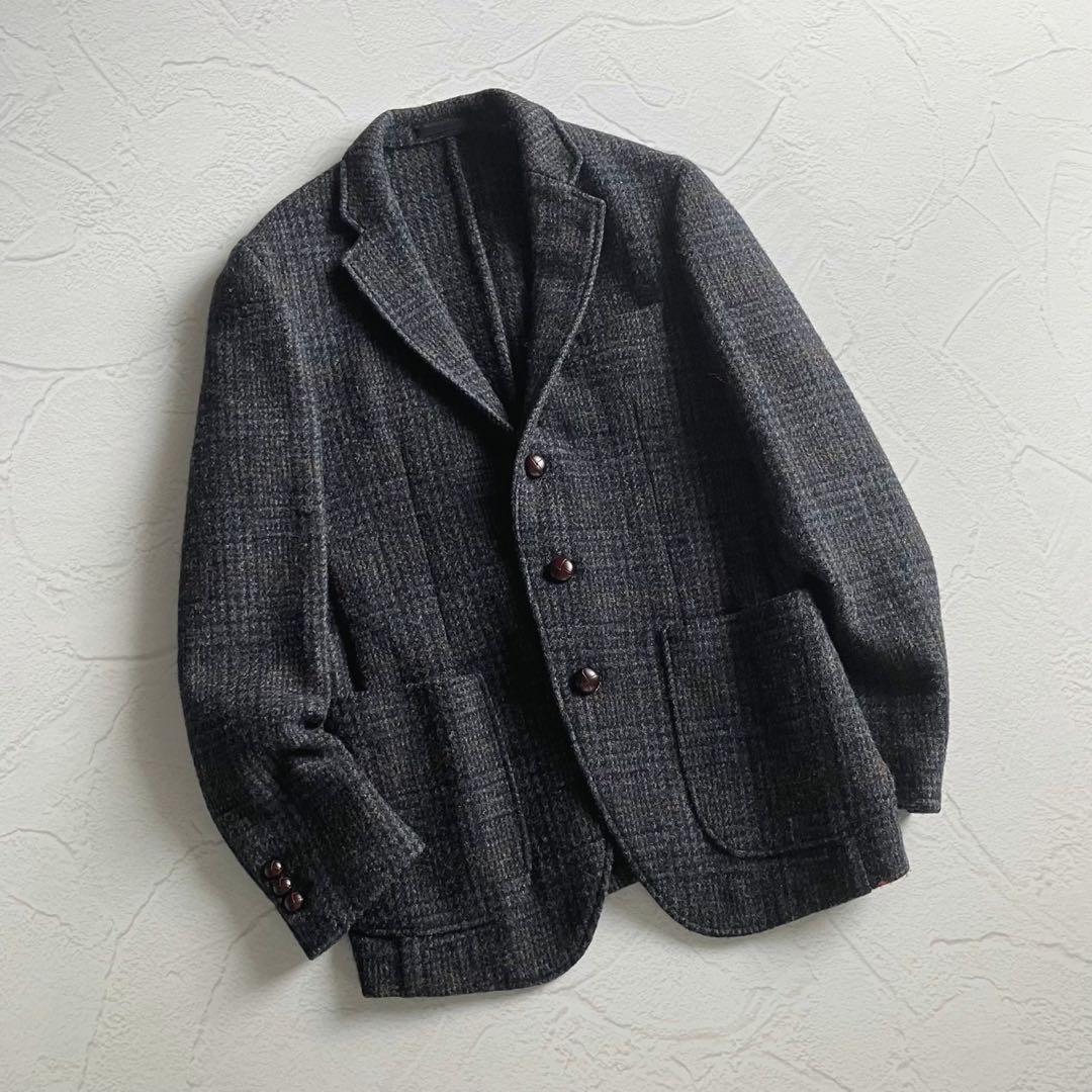 【美品】arbre ハリスツイード テーラード ジャケット 胡桃ボタン 日本製