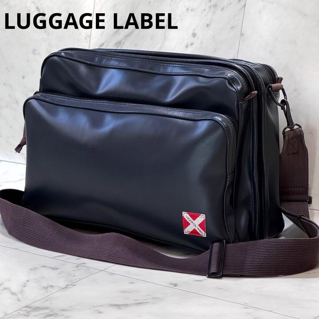 【良品】ラゲッジレーベル ライナー ショルダーバッグ ブラック 赤バッテン