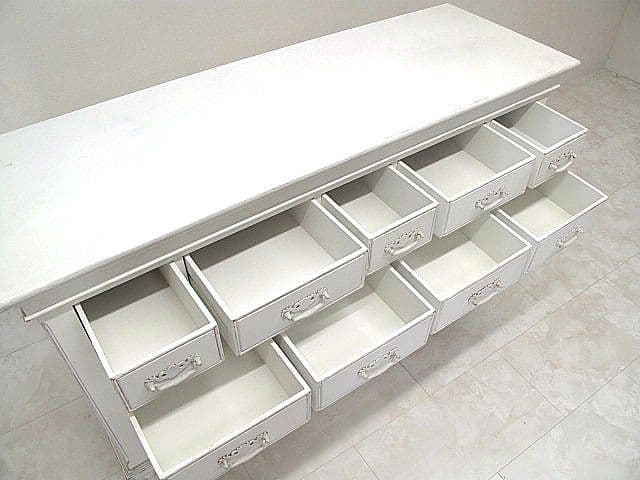 展示品　フレンチシャビー ホワイトペイント サイドチェスト ローチェスト