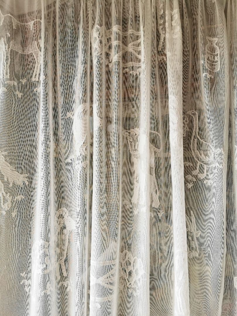 17日特別価格✾アンティーク牧場マドラスレース 酪農 羊馬山羊豚鶏カーテンパネル