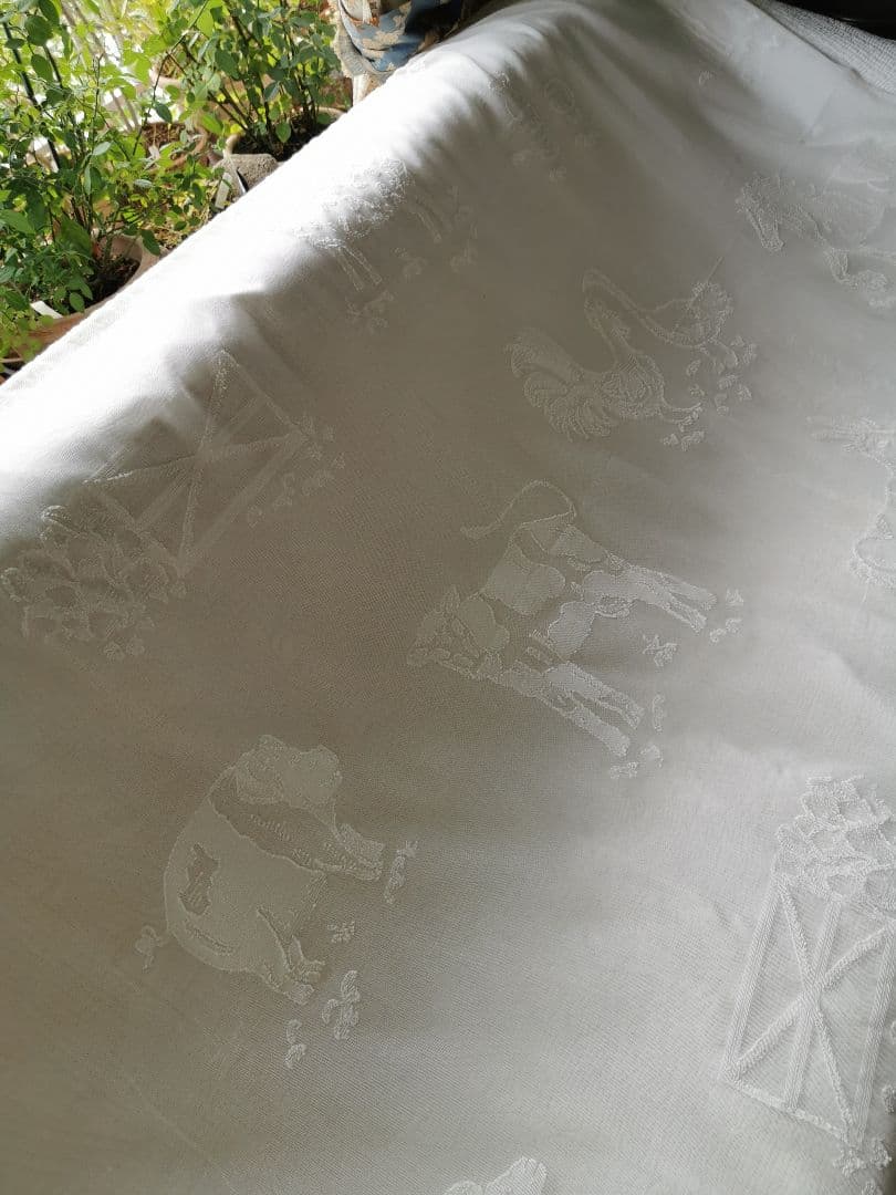 17日特別価格✾アンティーク牧場マドラスレース 酪農 羊馬山羊豚鶏カーテンパネル