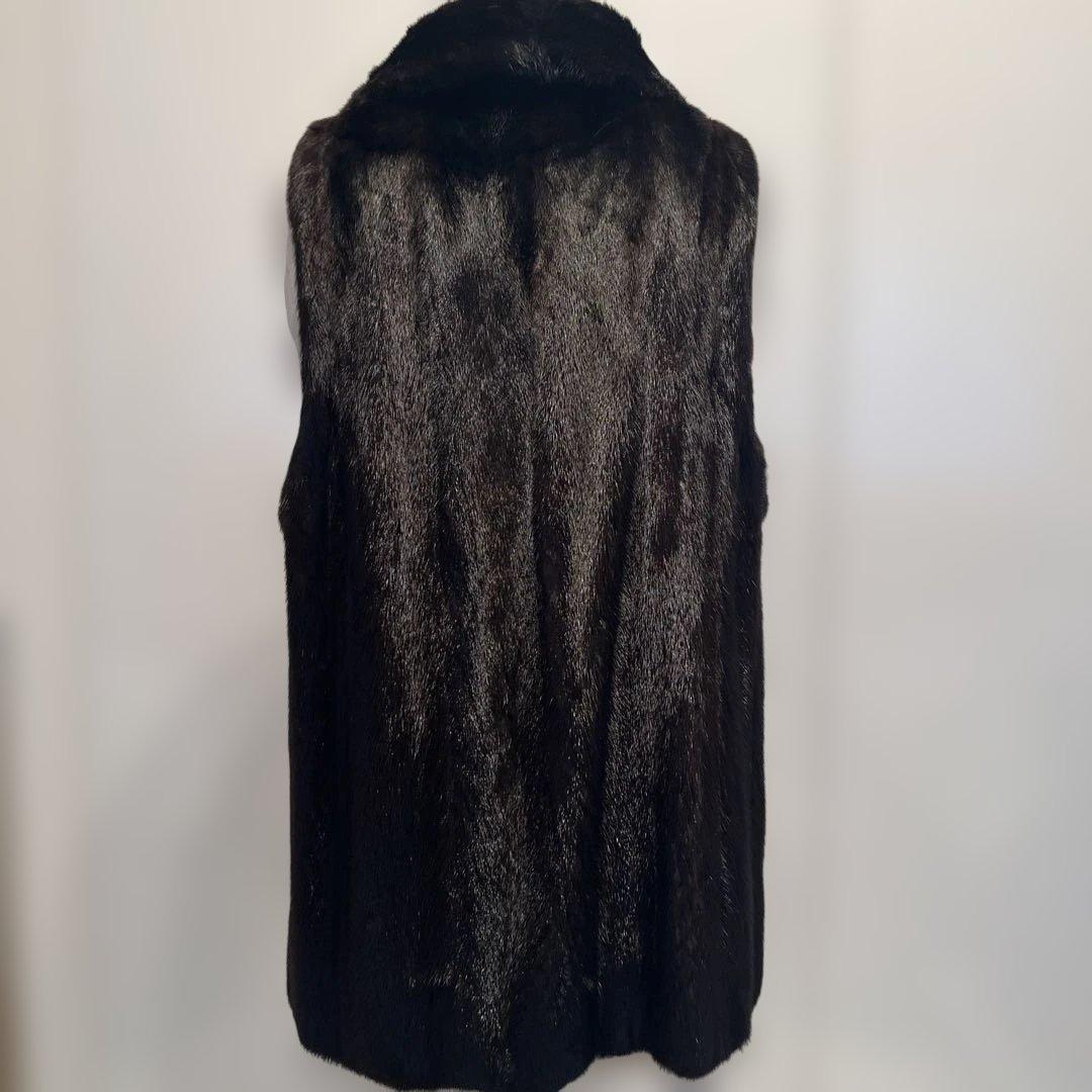 morion　ミンク　襟付きベスト　毛皮　ブラック系　 11号