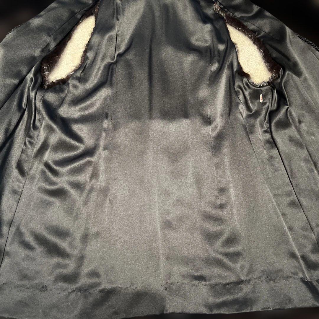 morion　ミンク　襟付きベスト　毛皮　ブラック系　 11号