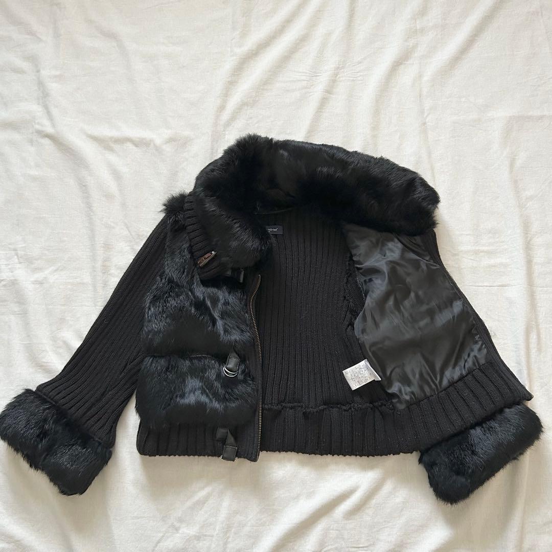 ニットジャケット ファー ショート y2k y2k 平成ギャル 短丈 グランジ