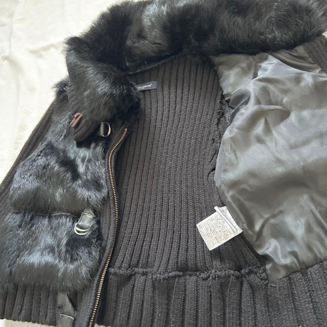 ニットジャケット ファー ショート y2k y2k 平成ギャル 短丈 グランジ